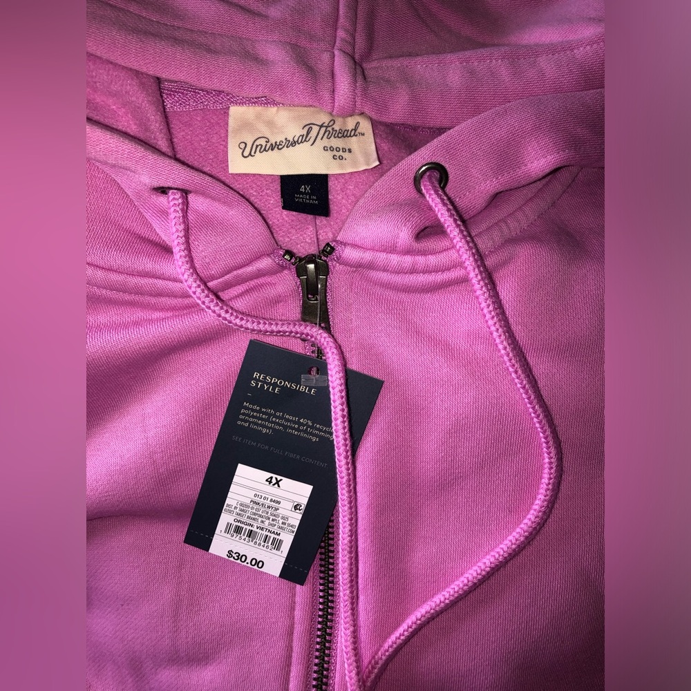Universal Thread Pink Jacket with Zipper, & hood